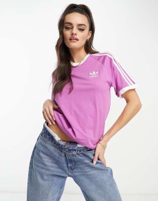adidas Originals adicolor three stripe boyfriend fit t shirt in