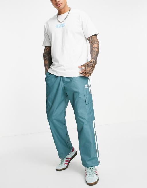 adidas Originals adicolor three stripe cargo pants in emerald