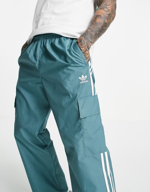 adidas Originals adicolor three stripe cargo pants in emerald green