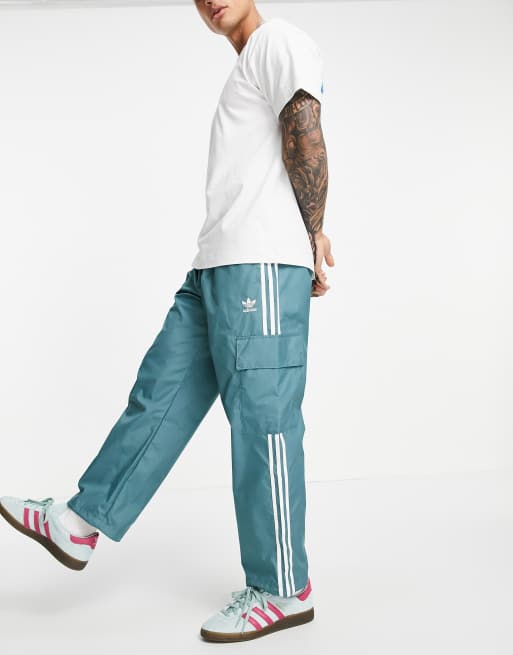 adidas Originals Adicolor 3 Stripes Cargo Slim Joggers Pants Blue