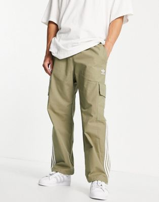 adidas Originals adicolor three stripe cargo trousers in khaki