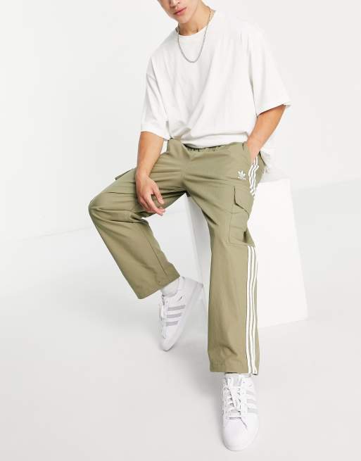 adidas Originals adicolor three stripe cargo trousers in khaki ASOS