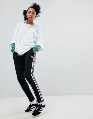 adidas originals three stripe cigarette pants in black