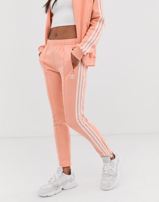 adidas originals three stripe cigarette pants in pink