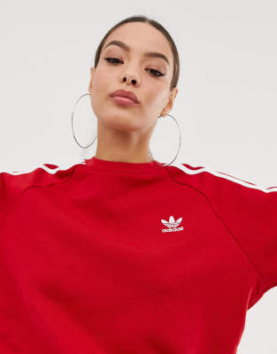 three stripe crew neck sweat by adidas