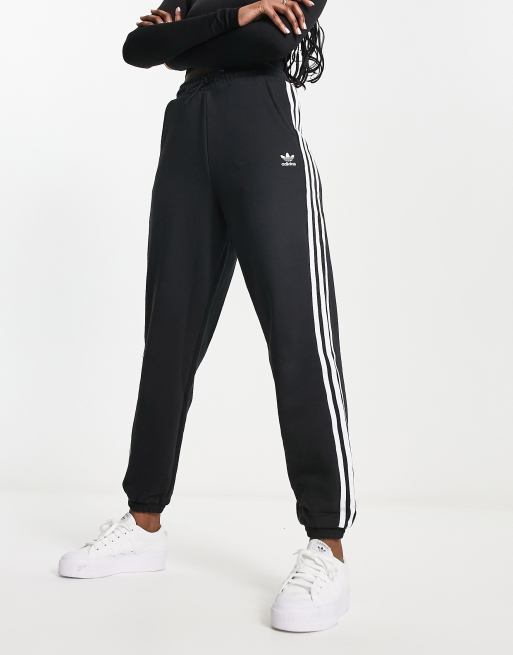 Adidas originals adicolor three stripe cuffed joggers in black cheap