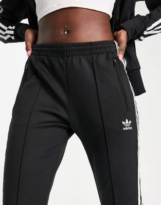 adidas originals three stripe cuffed sweat pants in black