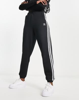 adidas originals three stripe cuffed sweat pants in black