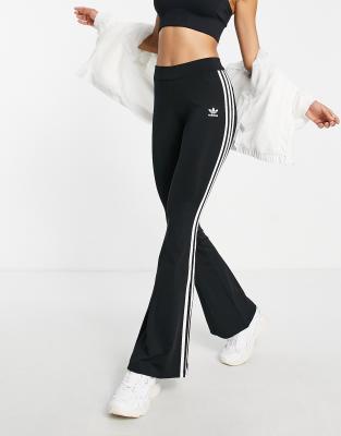 Adidas Originals Adicolor Three Stripe Flared Leggings In Black In Black