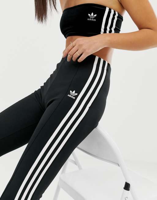 adidas Originals Adicolor 3 stripe leggings in black