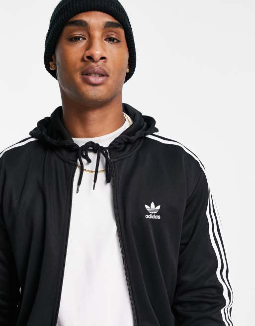 Inconcebible Generoso A escala nacional adidas Originals adicolor three stripe full zip hoodie in black | ASOS