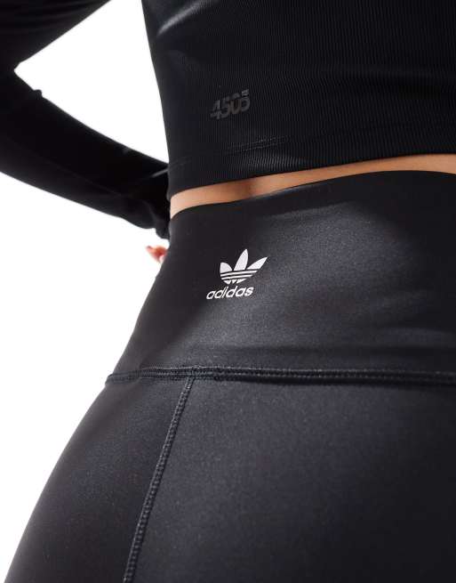 adidas Originals adicolor three stripe high waisted legging shorts in black