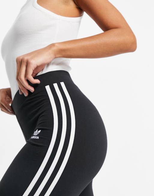Adidas originals three stripe leggings with vintage logo in black deals