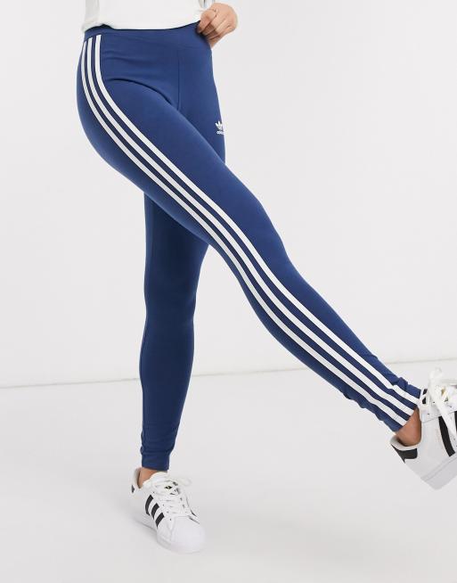 Women's adidas Originals Adicolor 3D Trefoil High-Waisted Tights Crew Blue