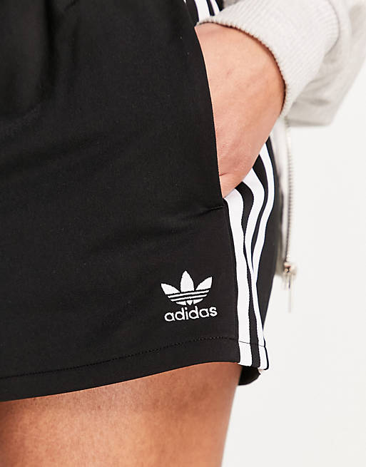 adidas Originals adicolor three stripe high waisted shorts in black | ASOS