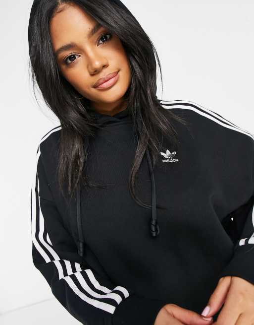Adidas originals black three stripe hoodie maxi dress hotsell
