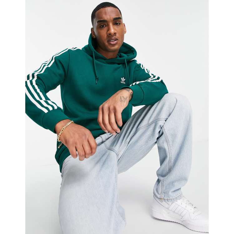 adidas Originals adicolor three ASOS collegiate stripe green | in hoodie