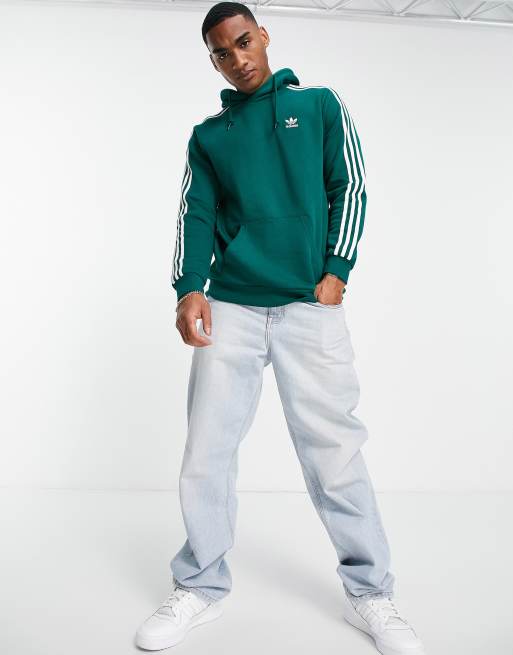 adidas Originals adicolor three stripe ASOS green collegiate | in hoodie