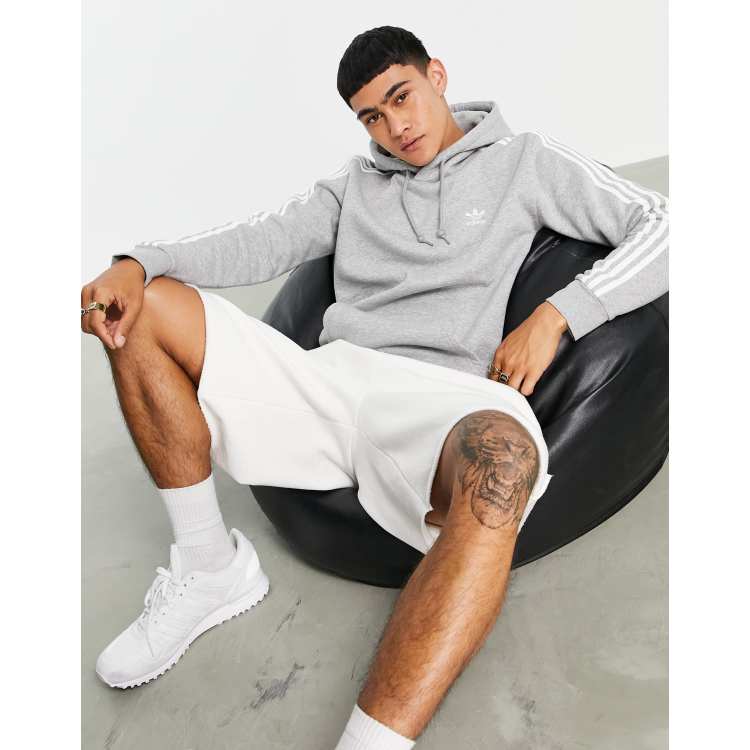 Adidas three stripes hoodie grey cheap