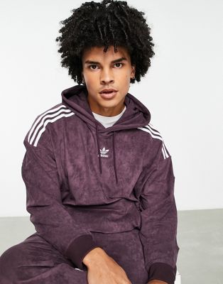 adidas Originals adicolor three stripe hoodie in maroon - ASOS Price Checker