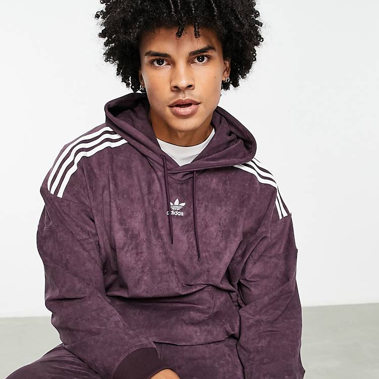 crear Correa falda adidas Originals Adicolor three stripe hoodie in maroon | ASOS