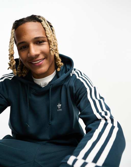 adidas Originals adicolor three stripe hoodie in navy ASOS