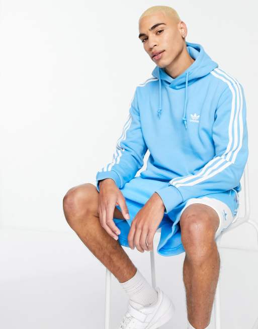 adidas Originals three stripe hoodie in sky blue | ASOS