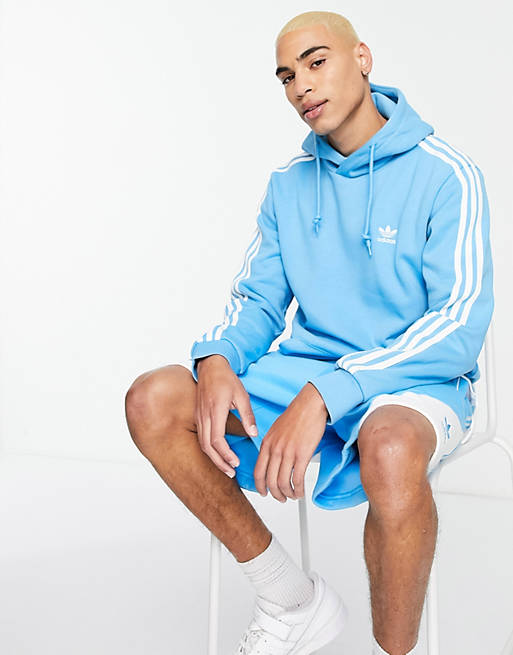 adidas Originals adicolor three stripe hoodie in sky blue | ASOS