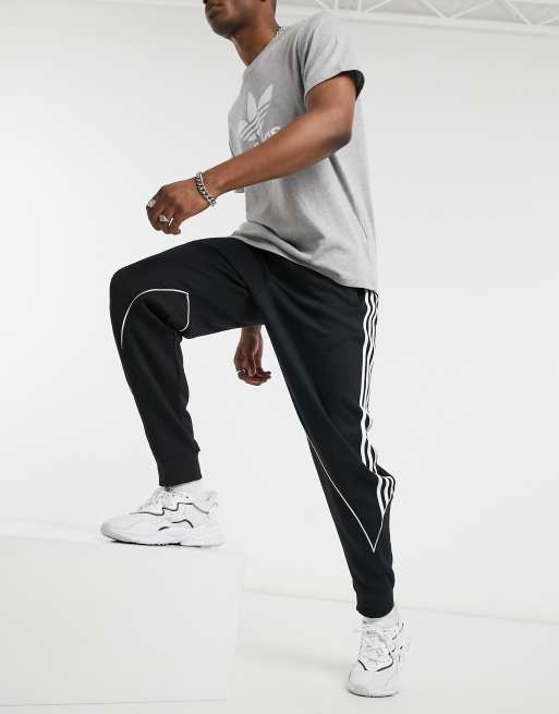 adidas Originals adicolor three stripe jersey in black ASOS