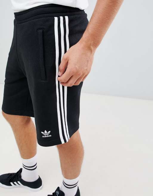 Adidas originals 3-stripe discount jersey shorts in black