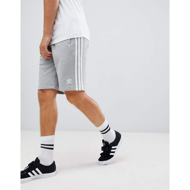 Adidas originals 3-stripe deals jersey shorts in grey
