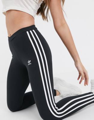 adidas originals adicolor high waisted three stripe legging in black