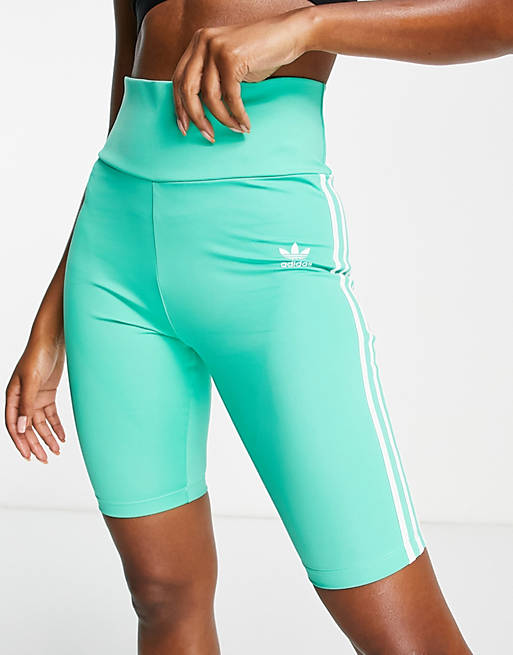 adidas Originals adicolor three stripe legging shorts in green | ASOS