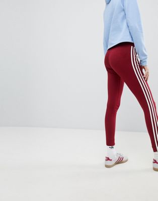 adidas 3 stripe leggings maroon