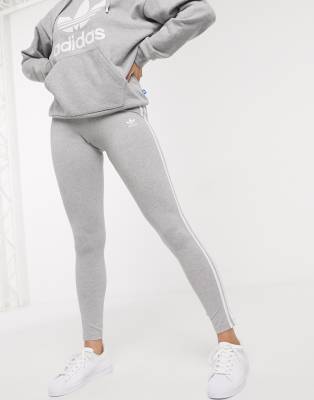 gray adidas 3 stripe leggings