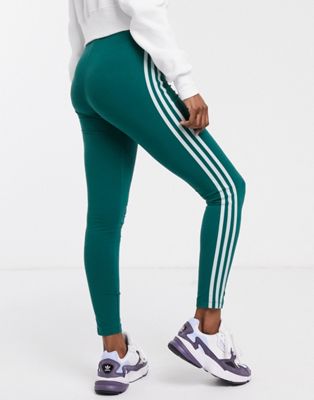adidas green 3 stripe leggings
