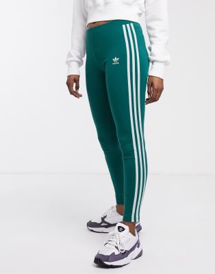 adidas originals adicolor three stripe trefoil legging in green