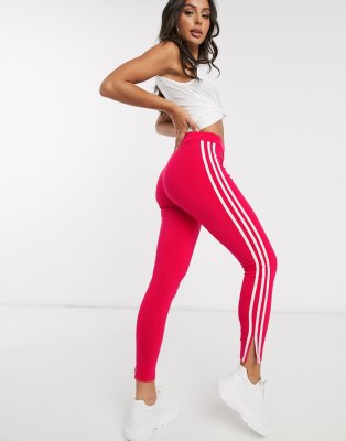 adidas originals three stripe leggings in pink