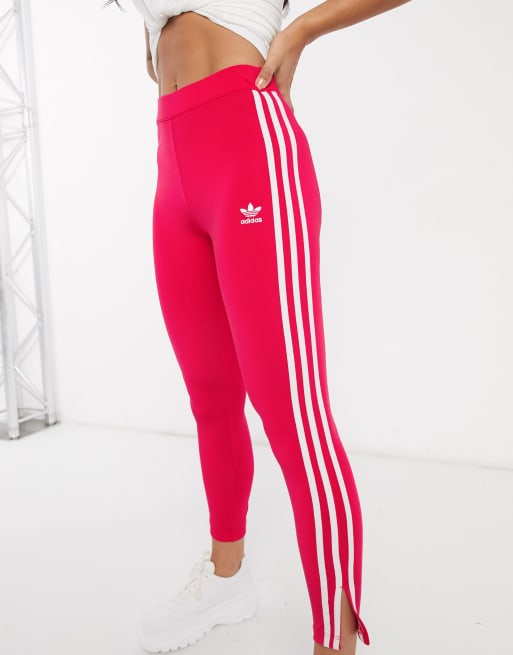 Small HOT PINK and WHITE Horizontal STRIPES Leggings for Sale by