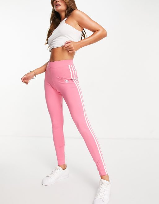 adidas Originals Three Stripe Leggings In Pink, ASOS