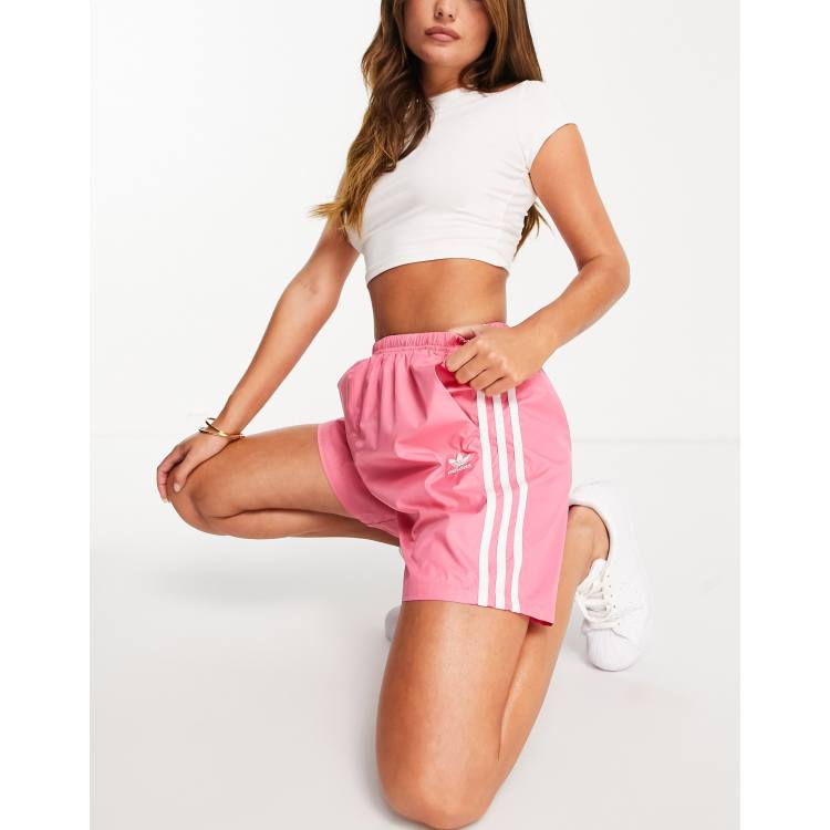 adidas Originals pink length | adicolor long shorts three in ASOS stripe