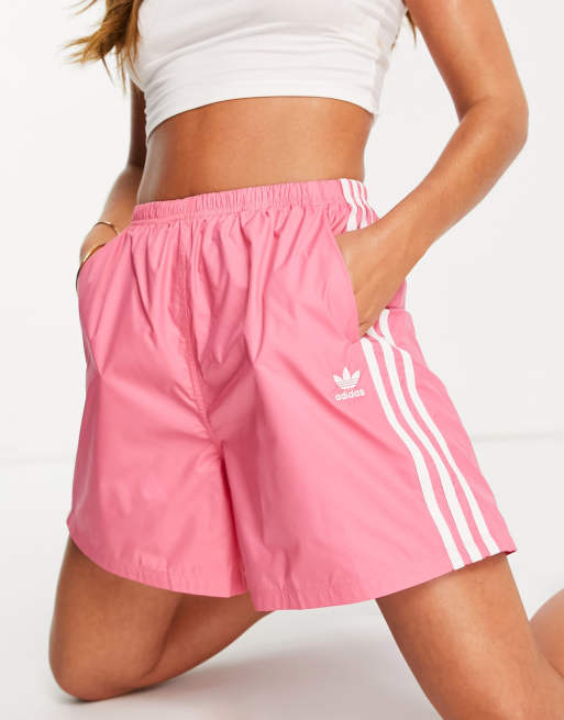 | shorts length long adidas ASOS in Originals pink three stripe adicolor