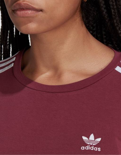 adidas Originals adicolor three stripe long sleeve bodysuit in crimson