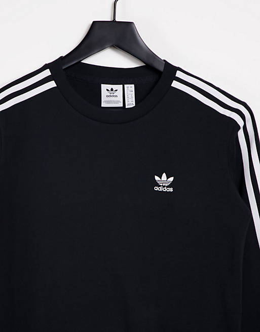 adidas Originals adicolor three stripe long sleeve t-shirt in black | ASOS
