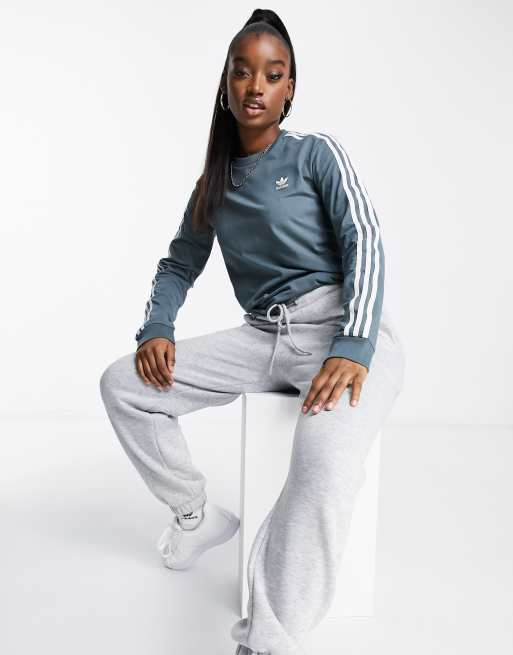 Adidas three stripe long sleeve top new arrivals
