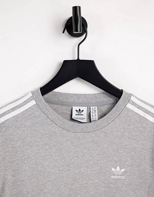 glide liter Solrig adidas Originals adicolor three stripe long sleeve t-shirt in grey | ASOS