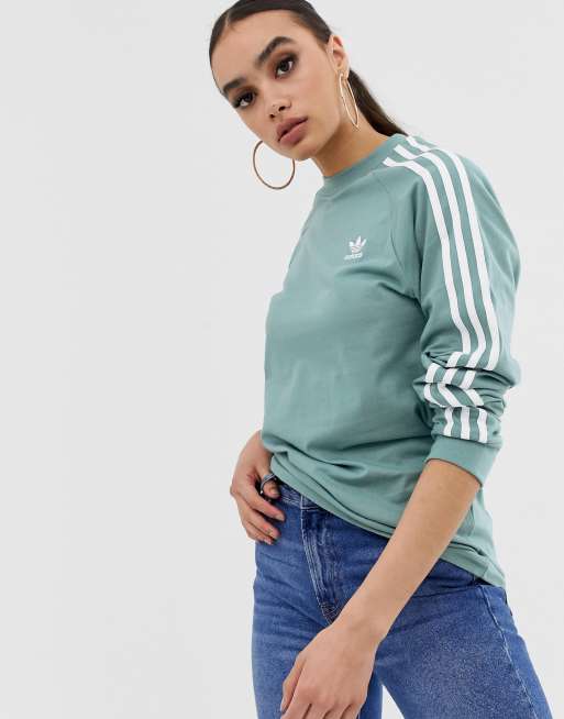 adidas Originals adicolor three stripe long sleeve t shirt in