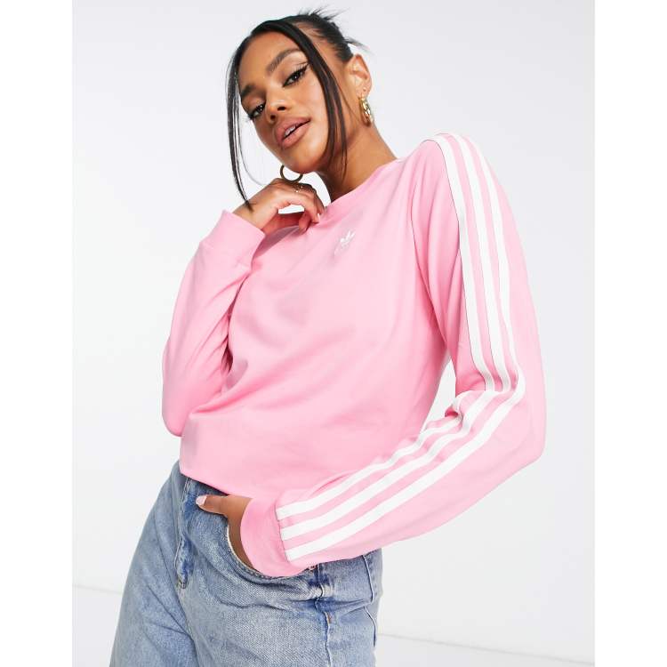 adidas 3-Stripes Long Sleeve Swim Top - Pink