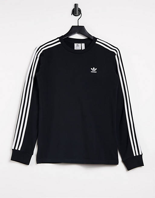 undefined | adidas Originals adicolor three stripe long-sleeved T-shirt in black