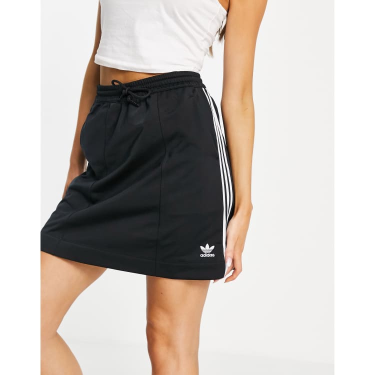 adidas Originals adicolor three stripe mini skirt in black